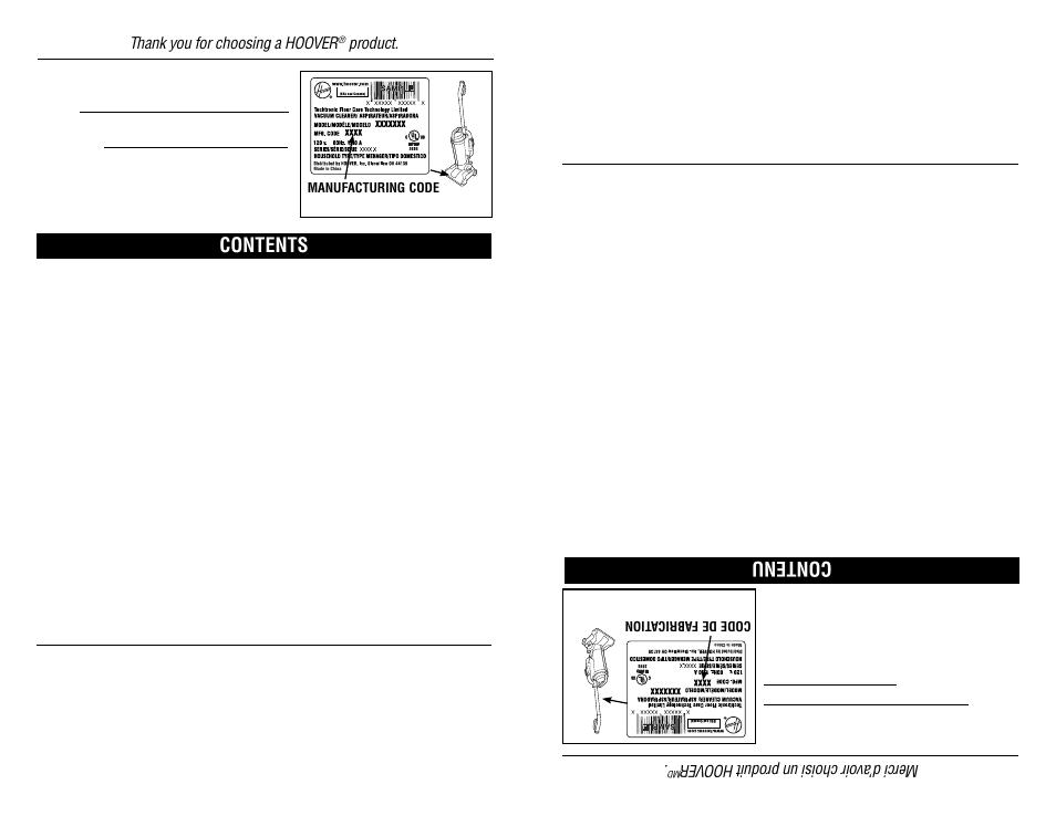 Hoover #960009657 User Manual | Page 2 / 22