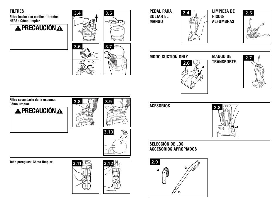 Precaución | Hoover #960009657 User Manual | Page 21 / 22