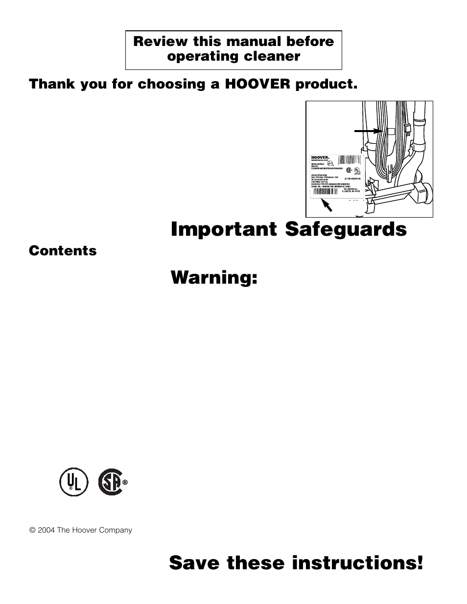 Hoover 4600 User Manual | Page 2 / 12