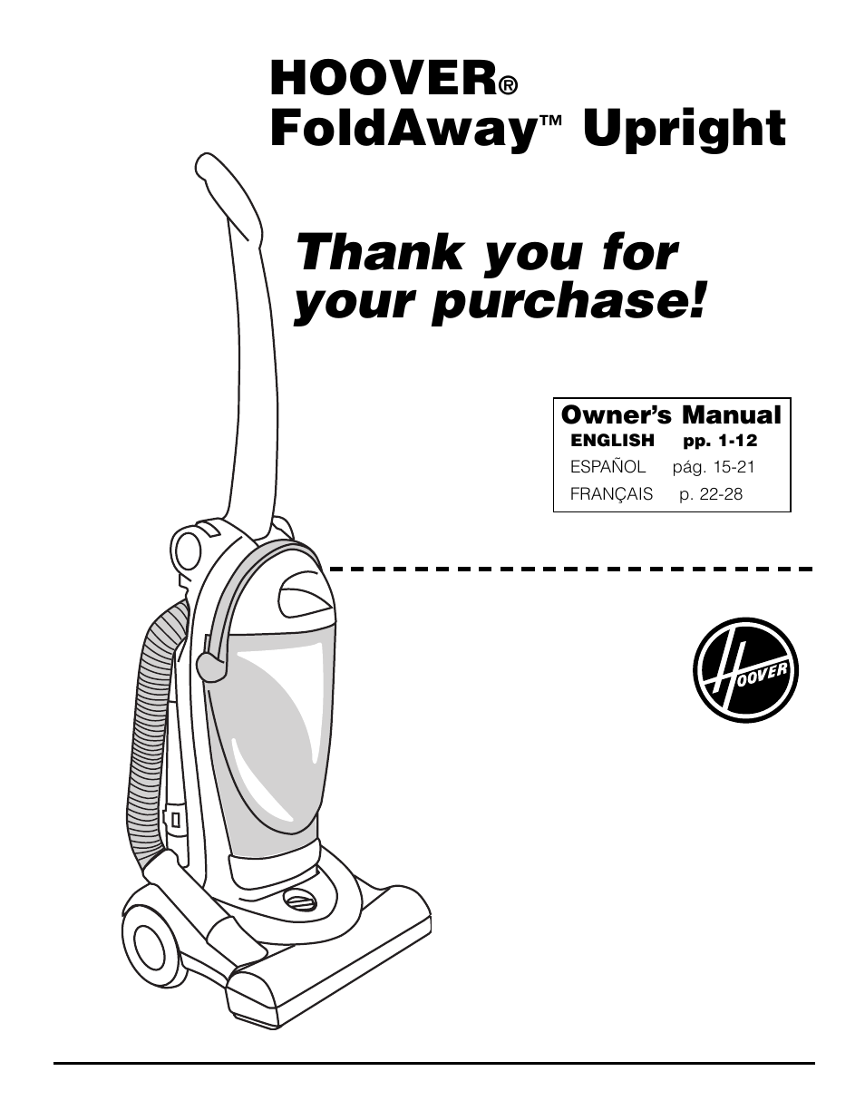 Hoover FoldAwayTM Upright User Manual | 14 pages