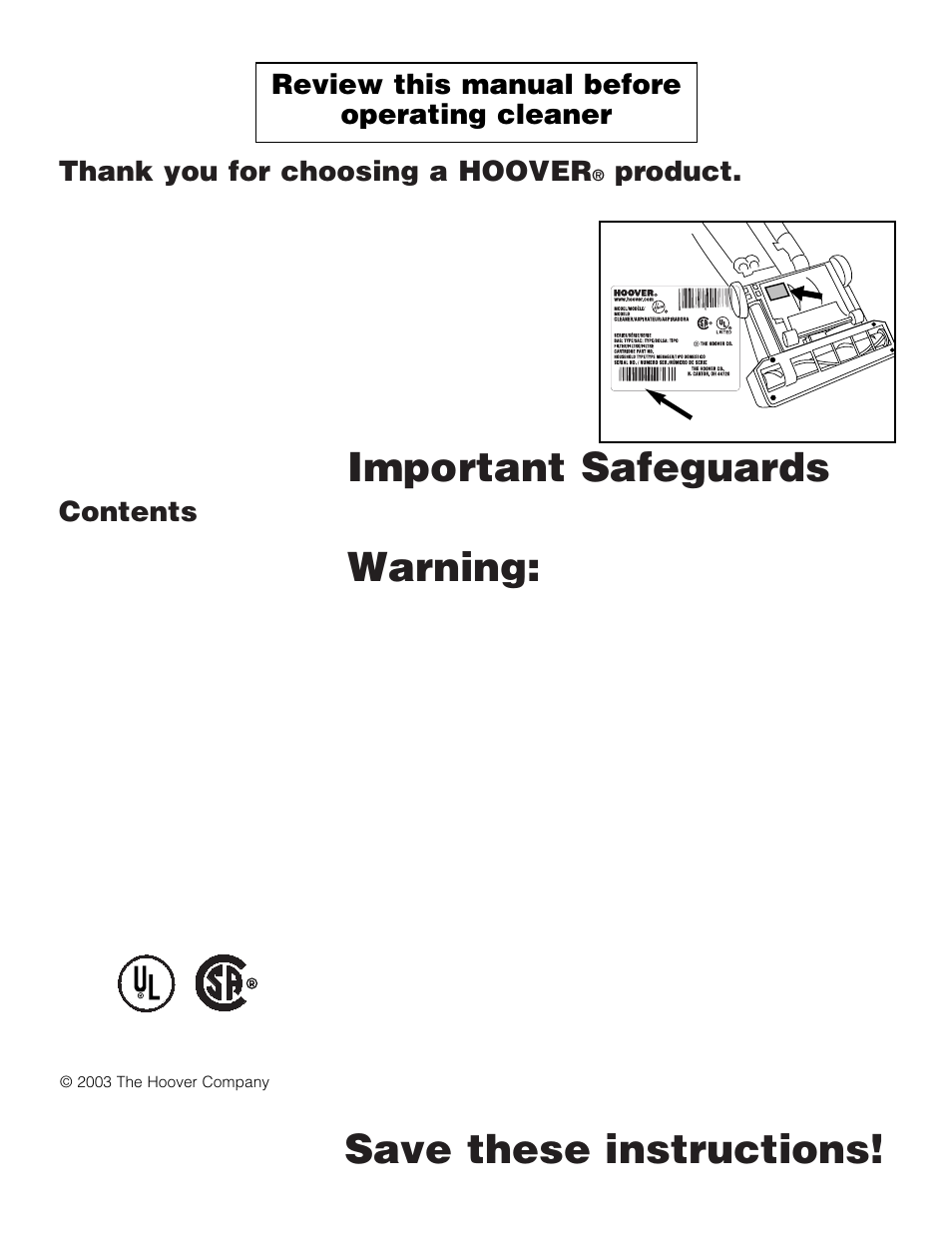 Hoover FoldAwayTM Upright User Manual | Page 2 / 14
