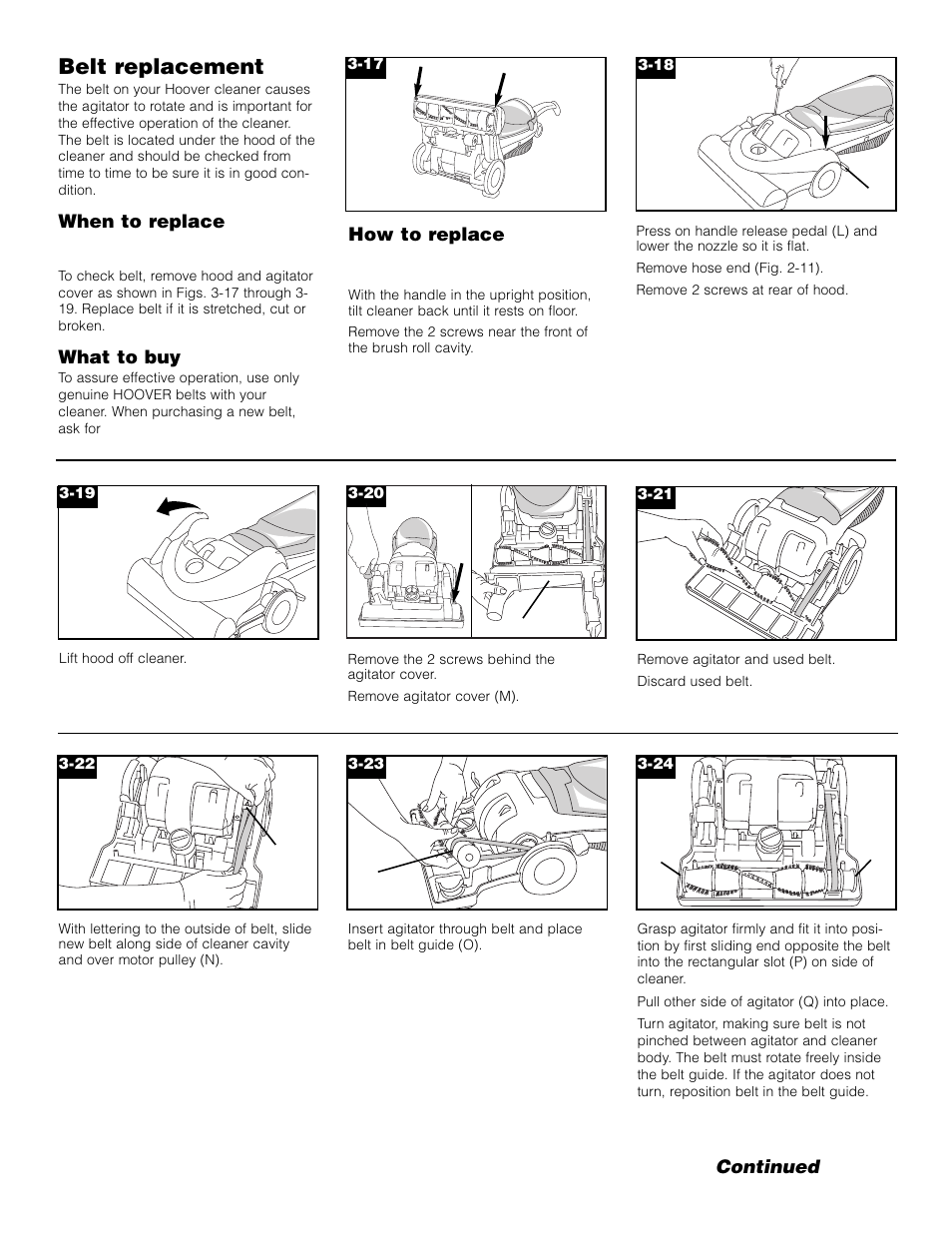 Belt replacement | Hoover FoldAwayTM Upright User Manual | Page 9 / 14