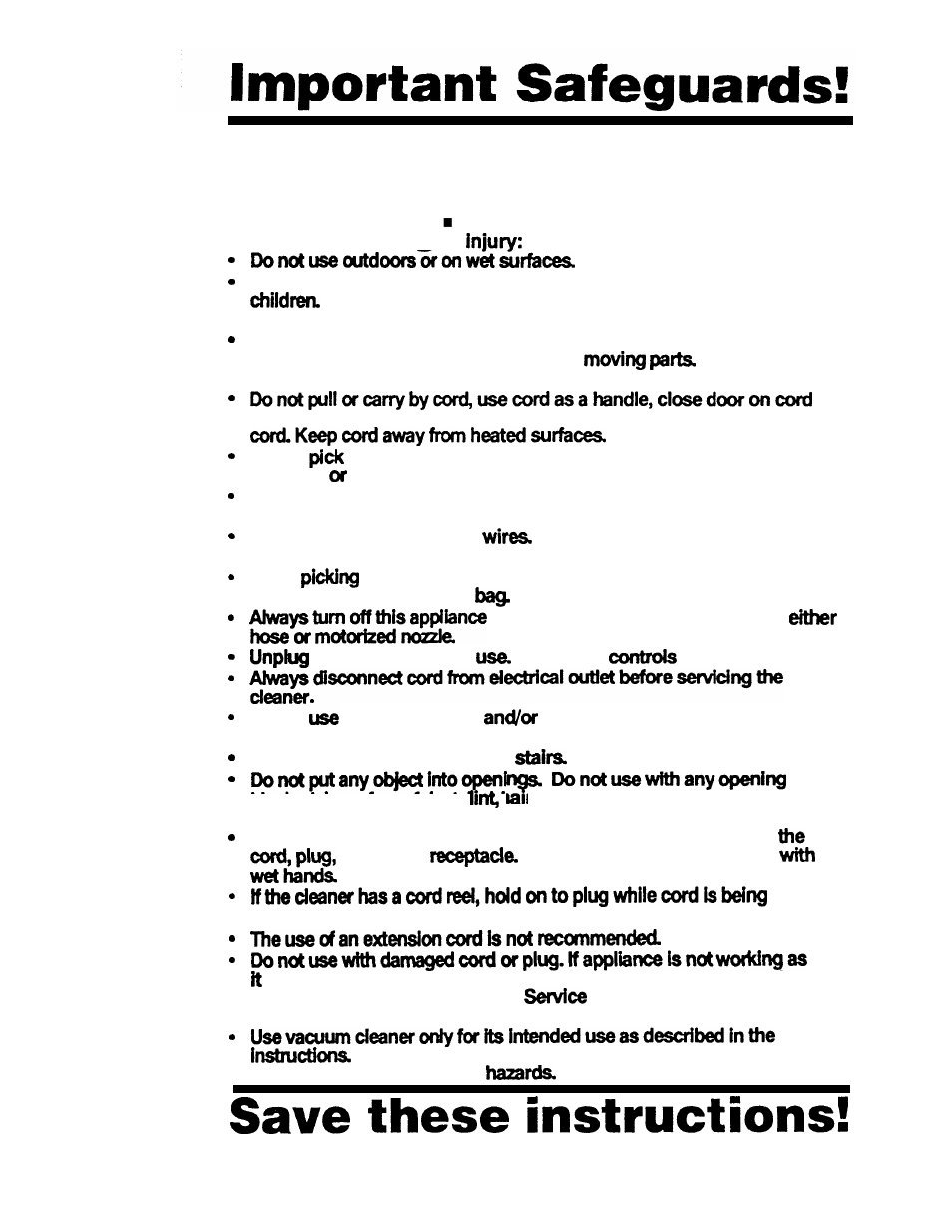 Warning | Hoover Encore Canisfer Cleaner with Power Nozzle User Manual | Page 3 / 20