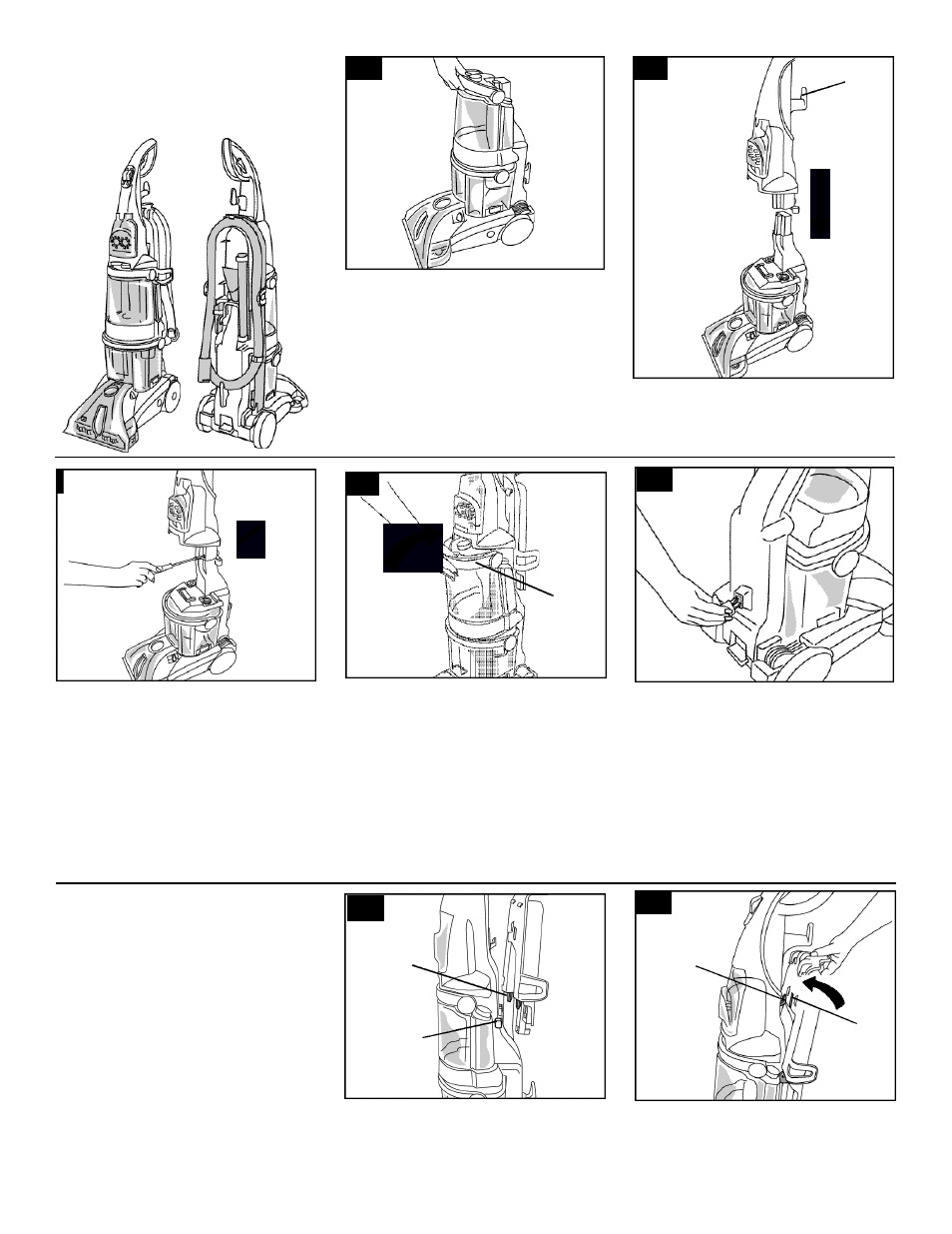 Attach hose/cord hook, Attach upper handle, Attach hose/tool caddy | Hoover SteamVac V2 User Manual | Page 4 / 17