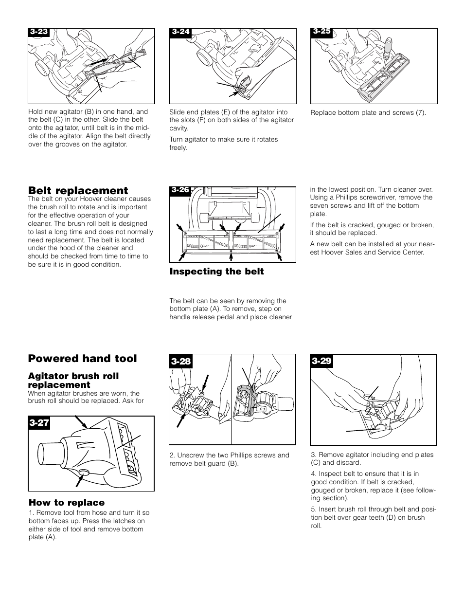 Powered hand tool, Belt replacement | Hoover SAVVY Turbo POWER Upright Vacuum Cleaner User Manual | Page 10 / 13