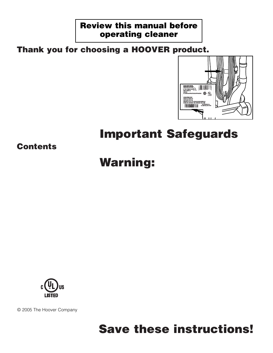 Hoover SAVVY Turbo POWER Upright Vacuum Cleaner User Manual | Page 2 / 13