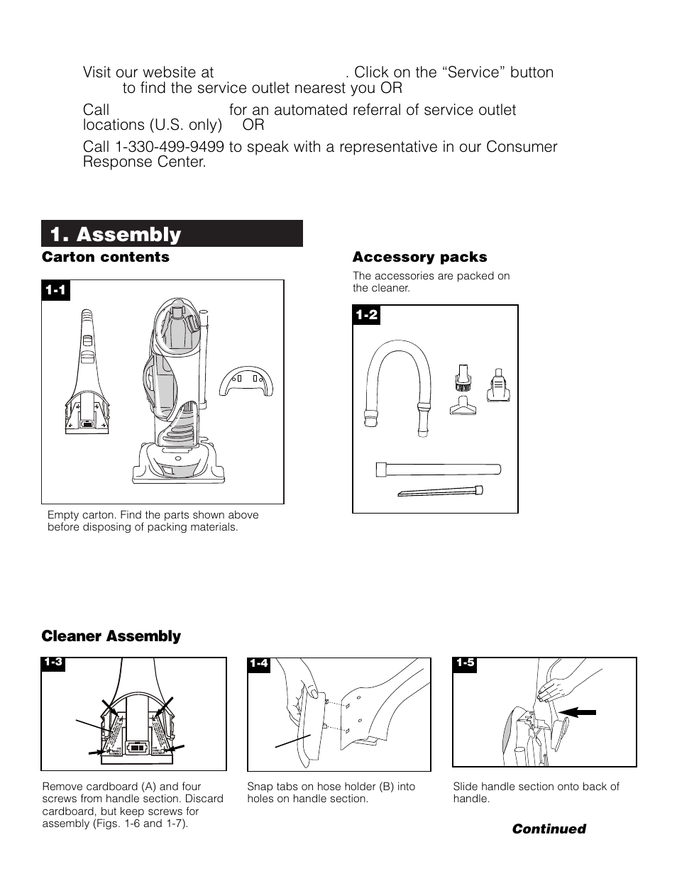 Assembly, If you need any assistance, Cleaner assembly | Hoover SAVVY Turbo POWER Upright Vacuum Cleaner User Manual | Page 3 / 13