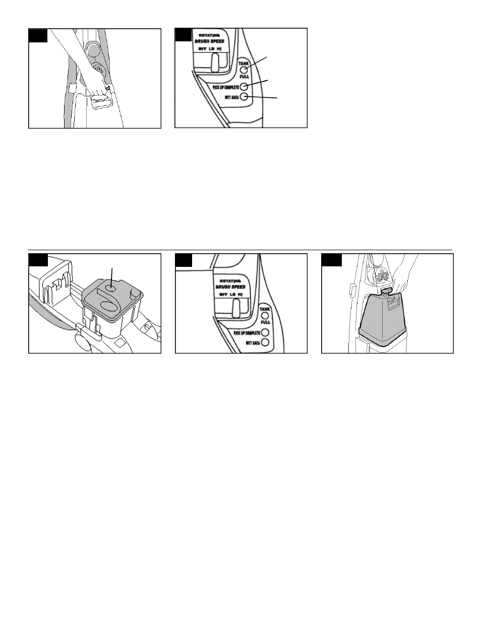 Automatic “shut off, B rush speed selector, Max extract™ feature | The tanks | Hoover SpinScrub User Manual | Page 7 / 16