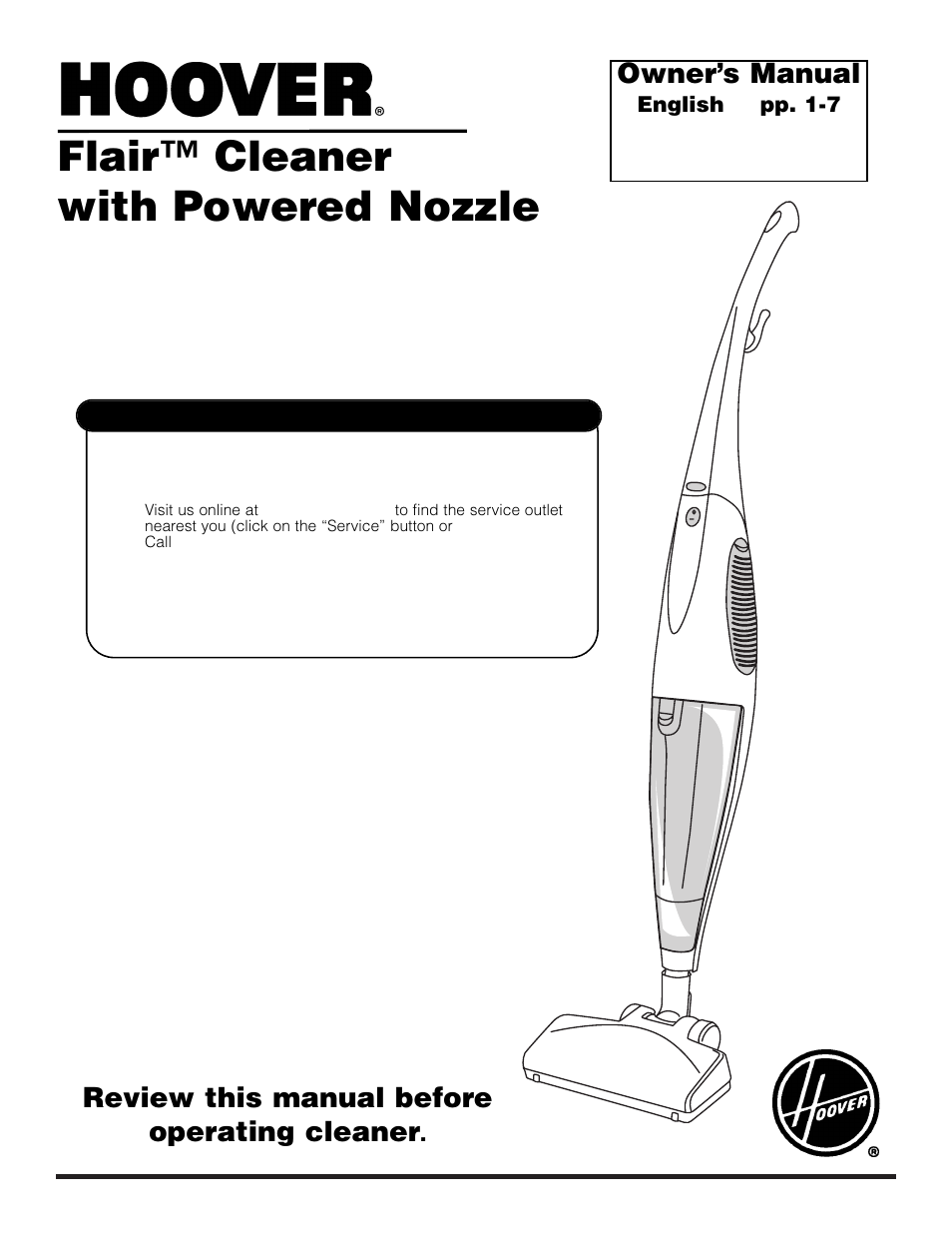 Hoover cleaner User Manual | 7 pages