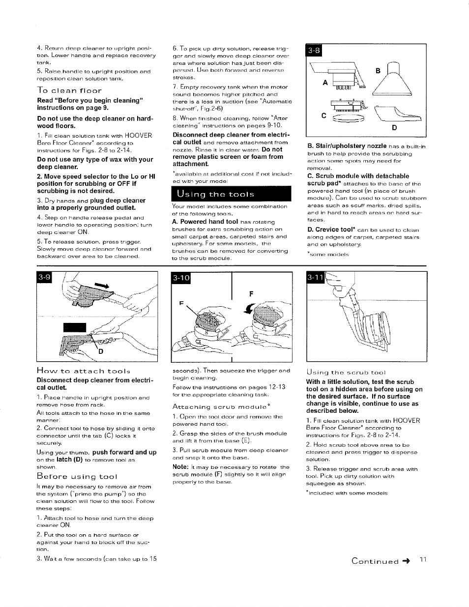 Using the tools | Hoover 56518114 User Manual | Page 11 / 15