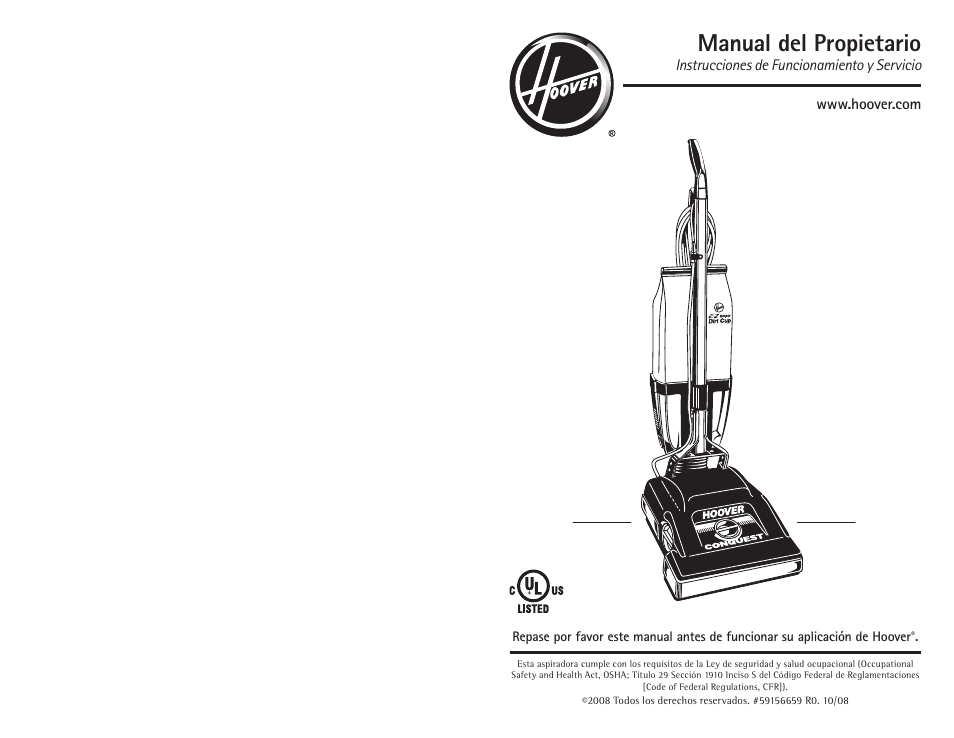 Manual del propietario | Hoover C1800010 User Manual | Page 11 / 16