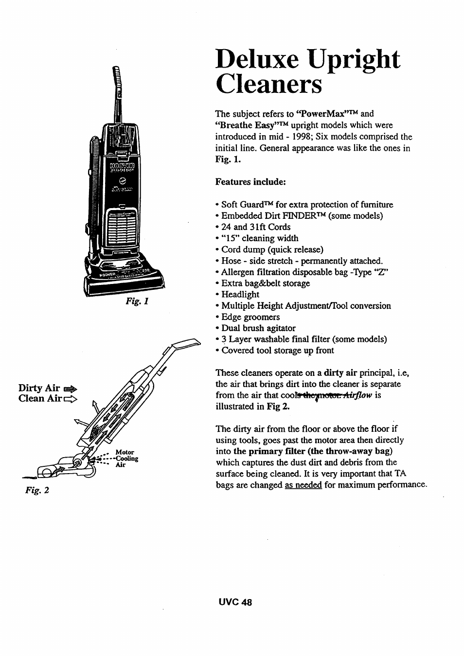 Deluxe upright cleaners | Hoover DEEP SAND U5248-930 User Manual | Page 2 / 9