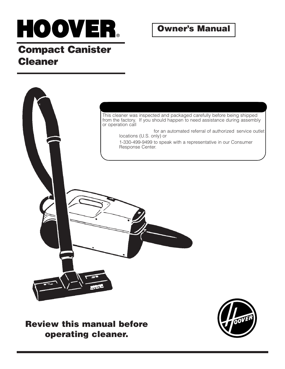 Hoover Compact Canister Cleaner User Manual | 8 pages