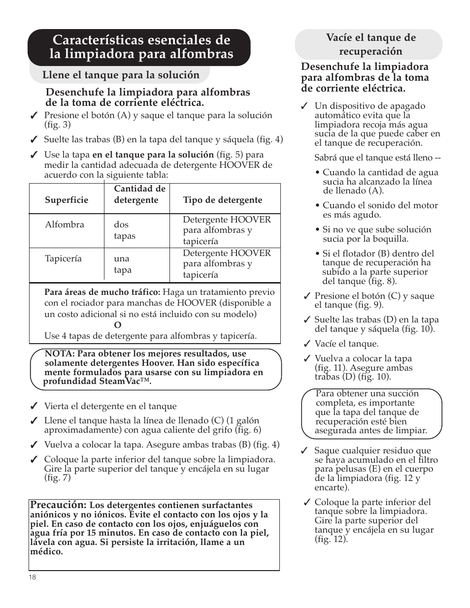 Hoover SteamVac Y Series User Manual | Page 18 / 28