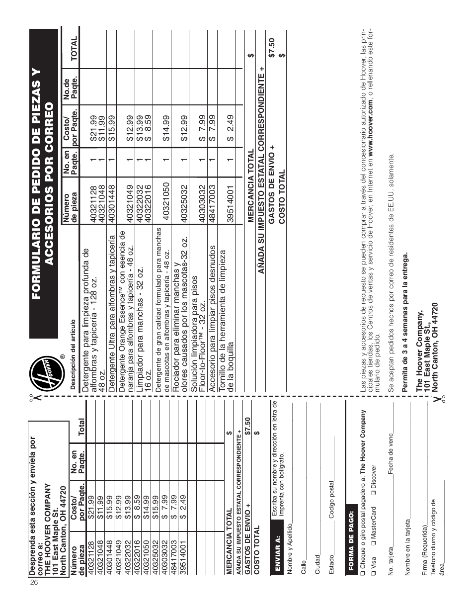 Hoover SteamVac Y Series User Manual | Page 26 / 28