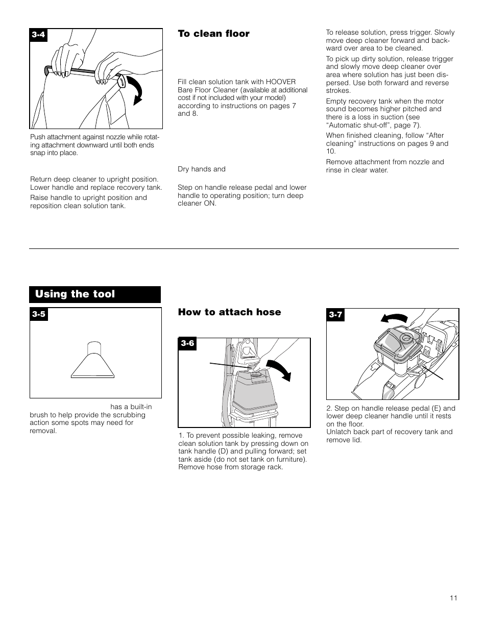 Using the tool, How to attach hose | Hoover F5906900 User Manual | Page 11 / 36