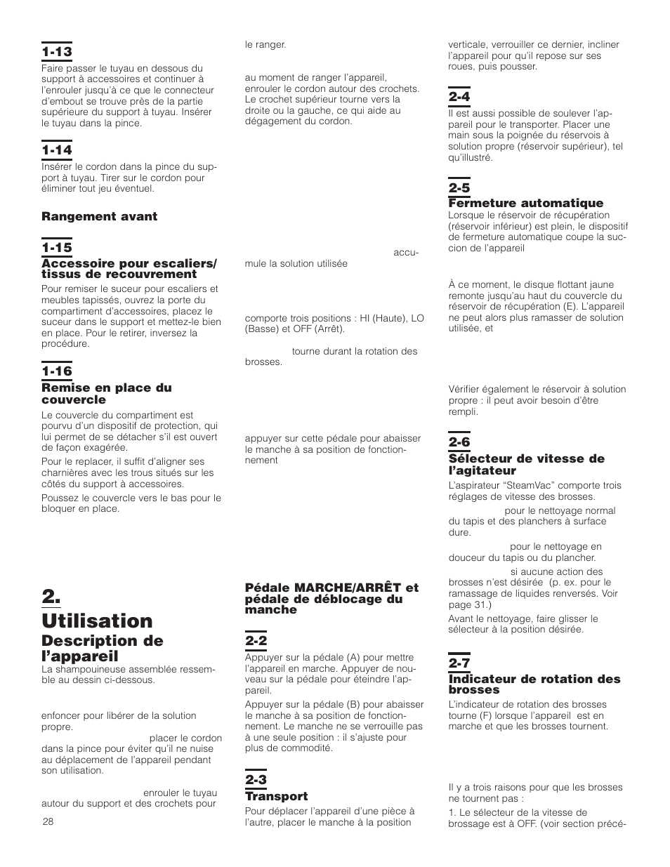 Utilisation, Description de l’appareil | Hoover F5906900 User Manual | Page 28 / 36