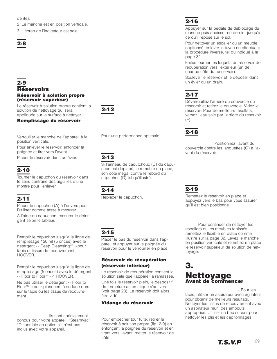 Nettoyage, T.s.v.p | Hoover F5906900 User Manual | Page 29 / 36