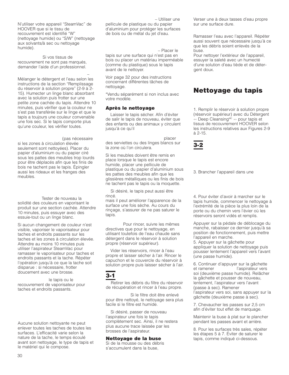 Nettoyage du tapis | Hoover F5906900 User Manual | Page 30 / 36