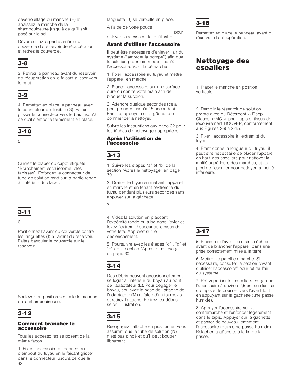 Nettoyage des escaliers | Hoover F5906900 User Manual | Page 32 / 36