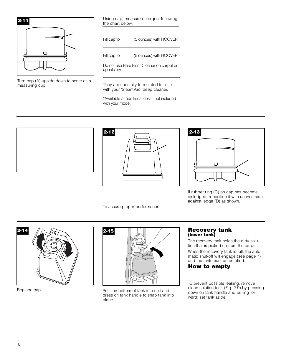 Recovery tank, How to empty | Hoover F5906900 User Manual | Page 8 / 36