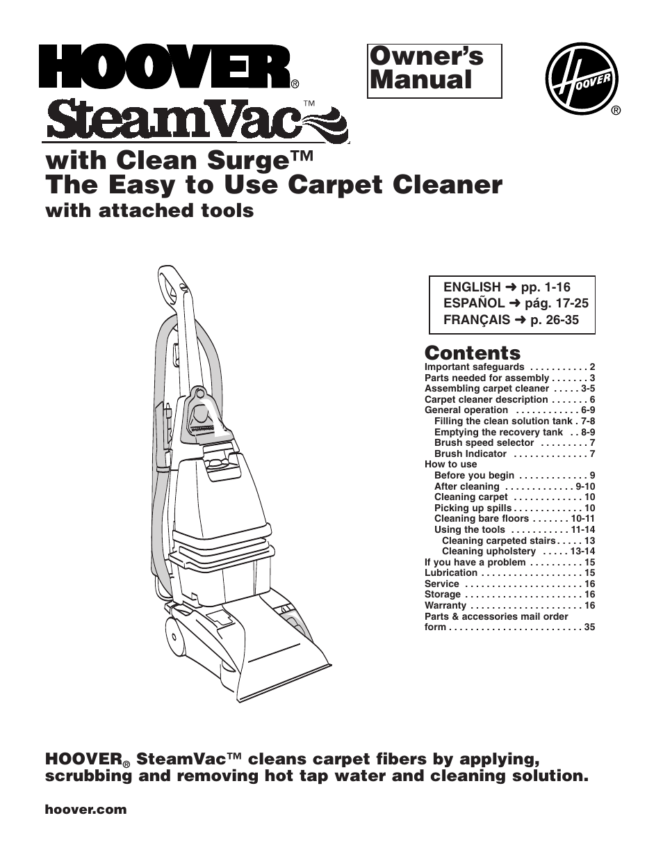 Hoover Carpet Cleaner User Manual | 40 pages