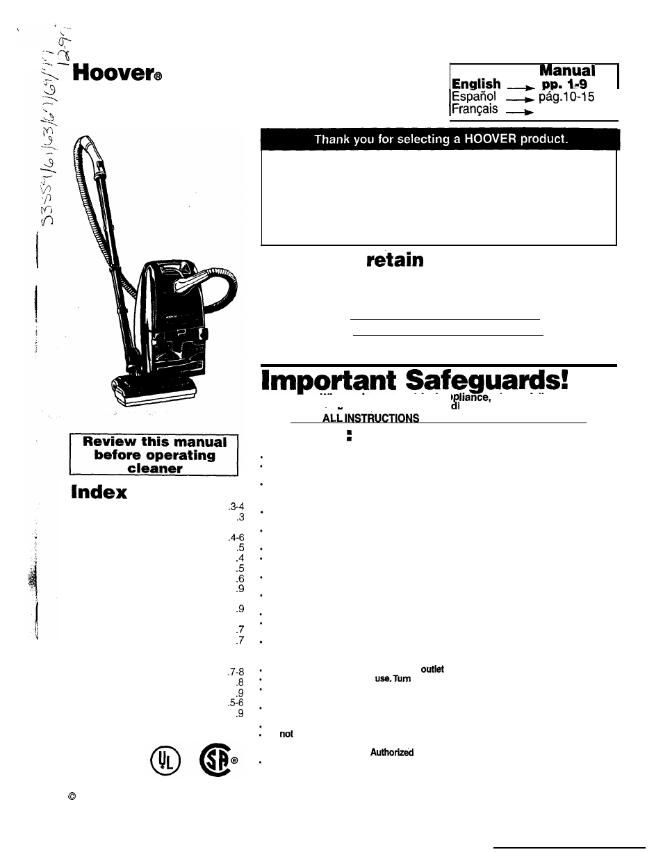 Hoover Power Nozzle User Manual | 9 pages