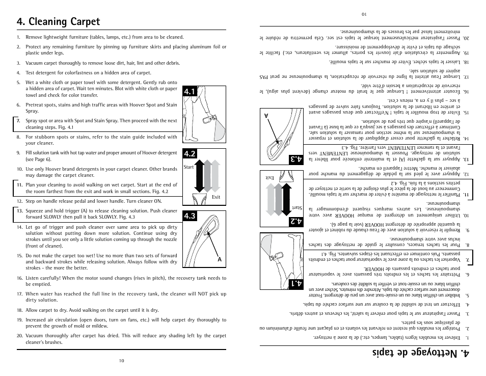 Cleaning carpet, N ett oya ge de tap is | Hoover Fusion U5180-900 User Manual | Page 10 / 24