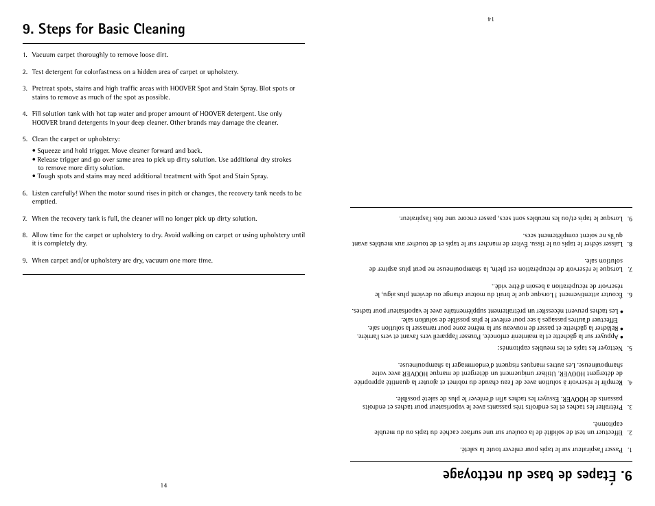 Steps for basic cleaning | Hoover Fusion U5180-900 User Manual | Page 14 / 24