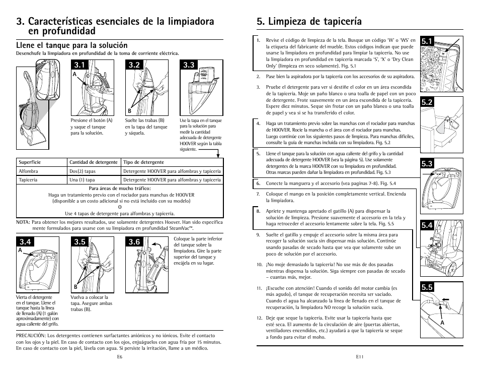 Limpieza de tapicería | Hoover Fusion U5180-900 User Manual | Page 22 / 24