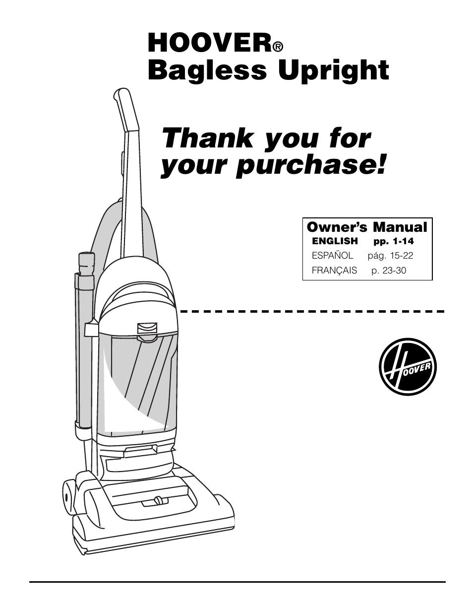 Hoover Bagless Upright Vacuum Cleaner User Manual | 32 pages