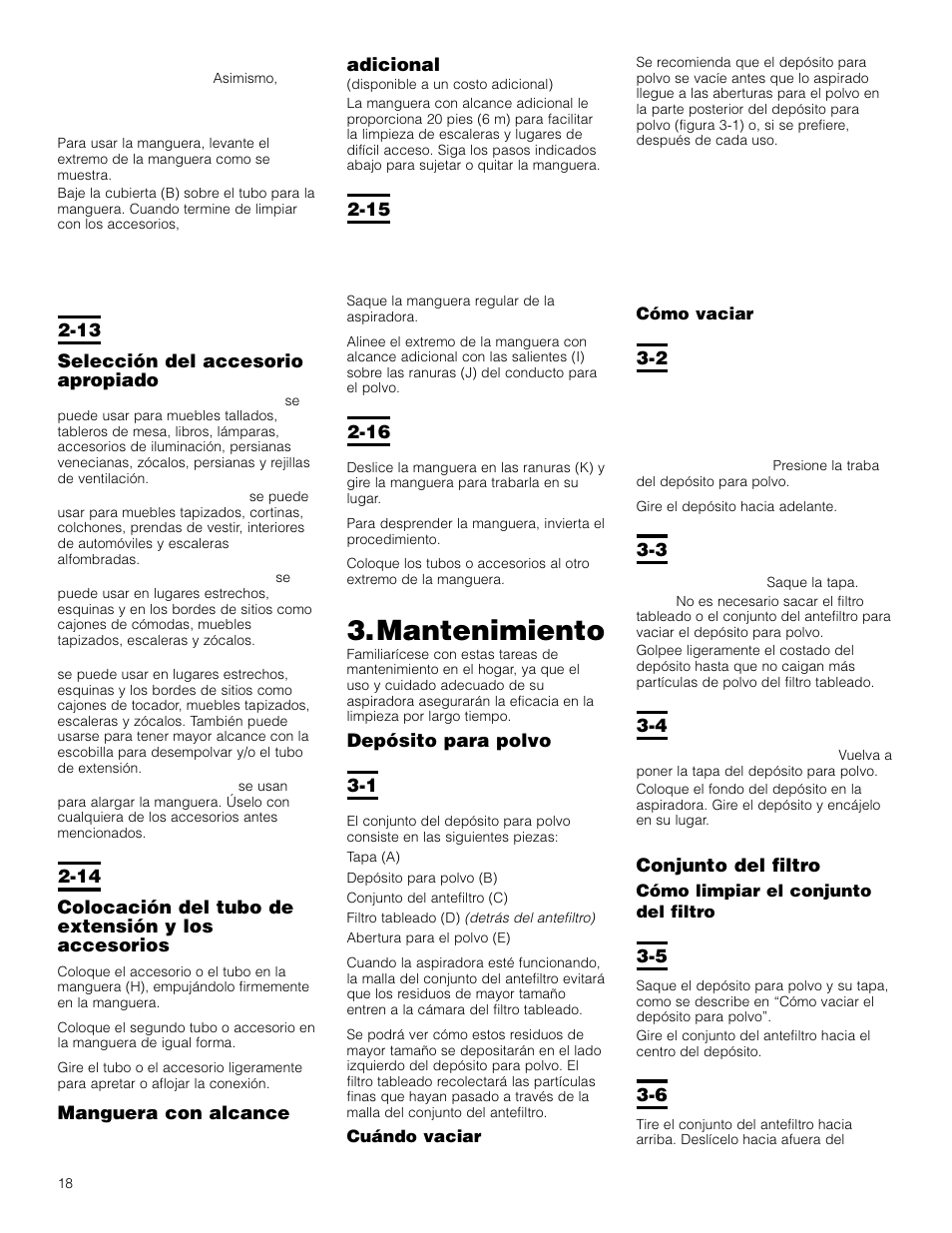 Mantenimiento | Hoover Bagless Upright Vacuum Cleaner User Manual | Page 18 / 32