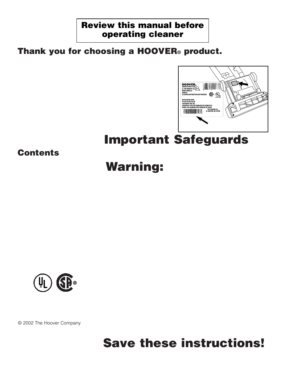 Hoover Bagless Upright Vacuum Cleaner User Manual | Page 2 / 32