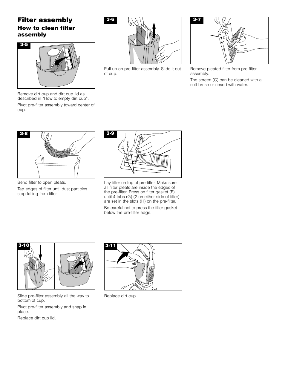 Filter assembly | Hoover Bagless Upright Vacuum Cleaner User Manual | Page 9 / 32