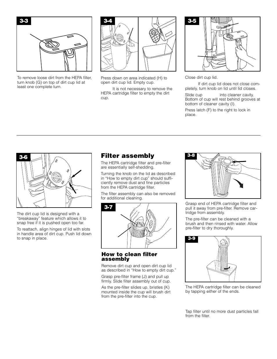 Filter assembly | Hoover Self-Propelled WindTunnel Bagless with Powered Hand Tool User Manual | Page 8 / 36