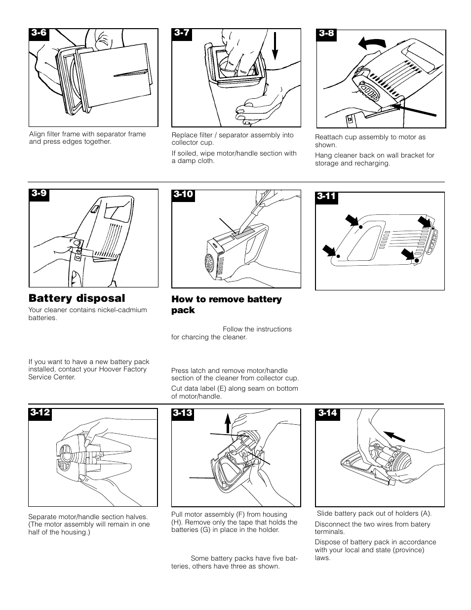Battery disposal | Hoover Dubl-Duty User Manual | Page 7 / 9