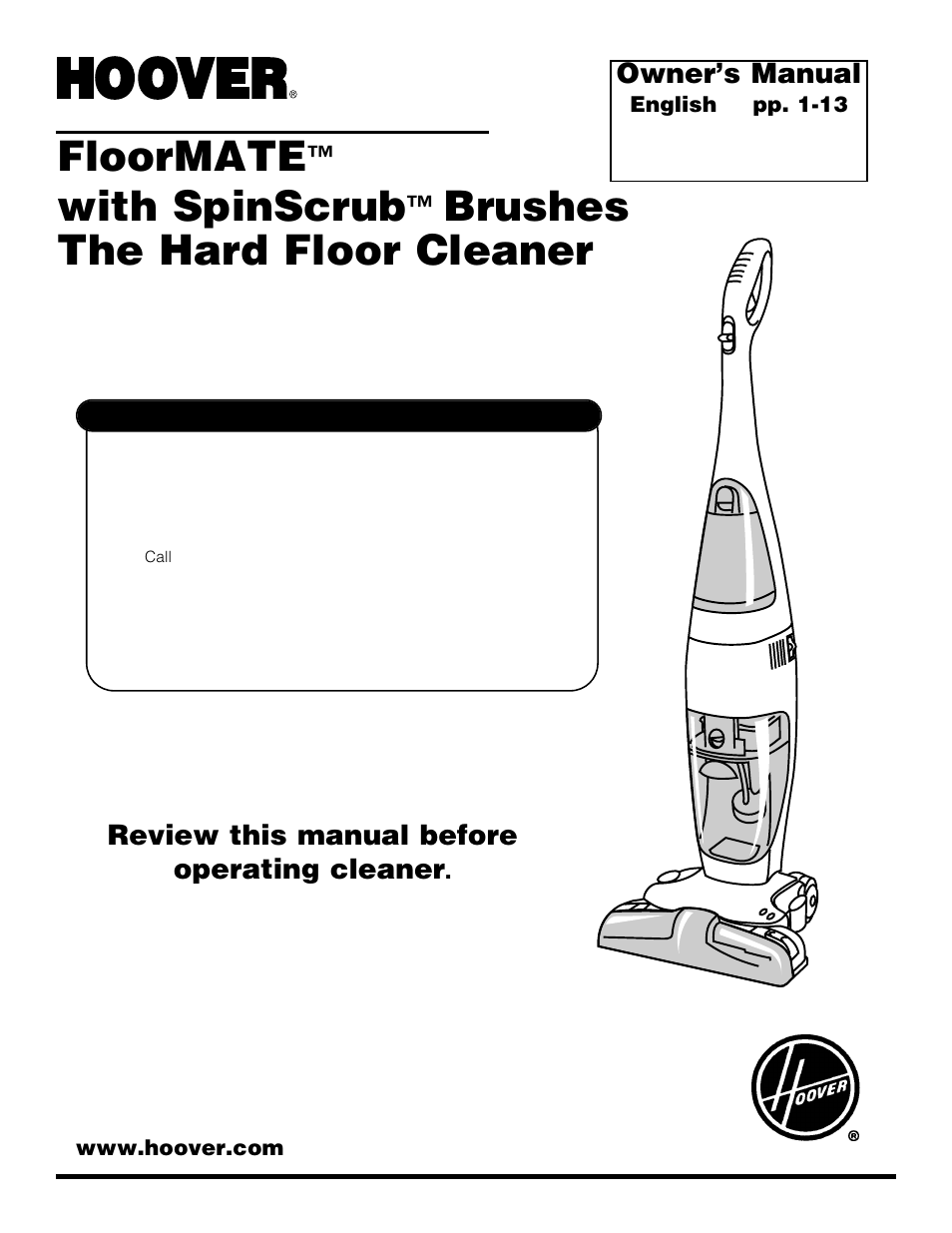 Hoover Floormate Hard Floor Cleaner User Manual | 14 pages