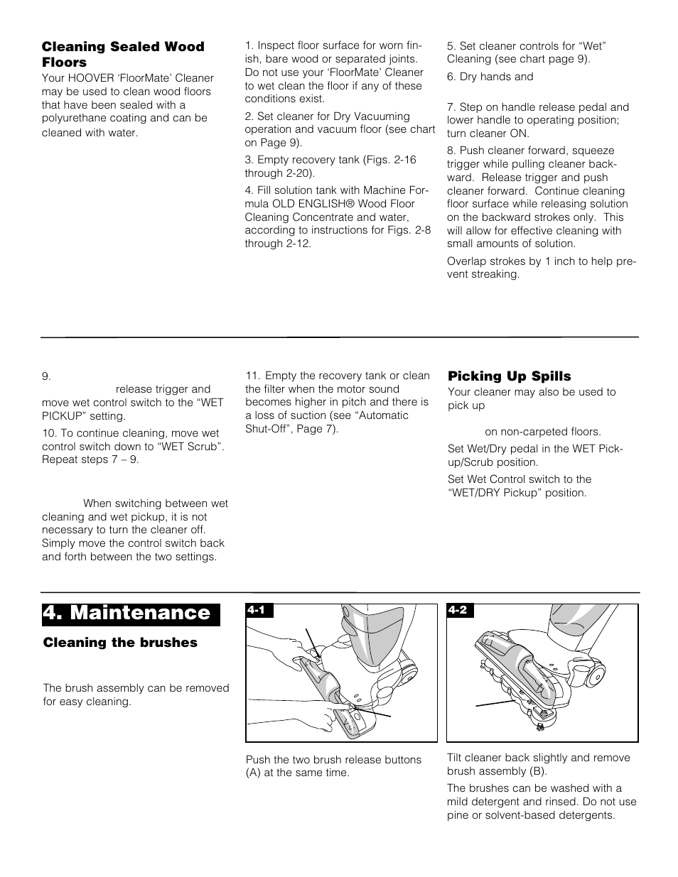 Maintenance | Hoover Floormate Hard Floor Cleaner User Manual | Page 10 / 14