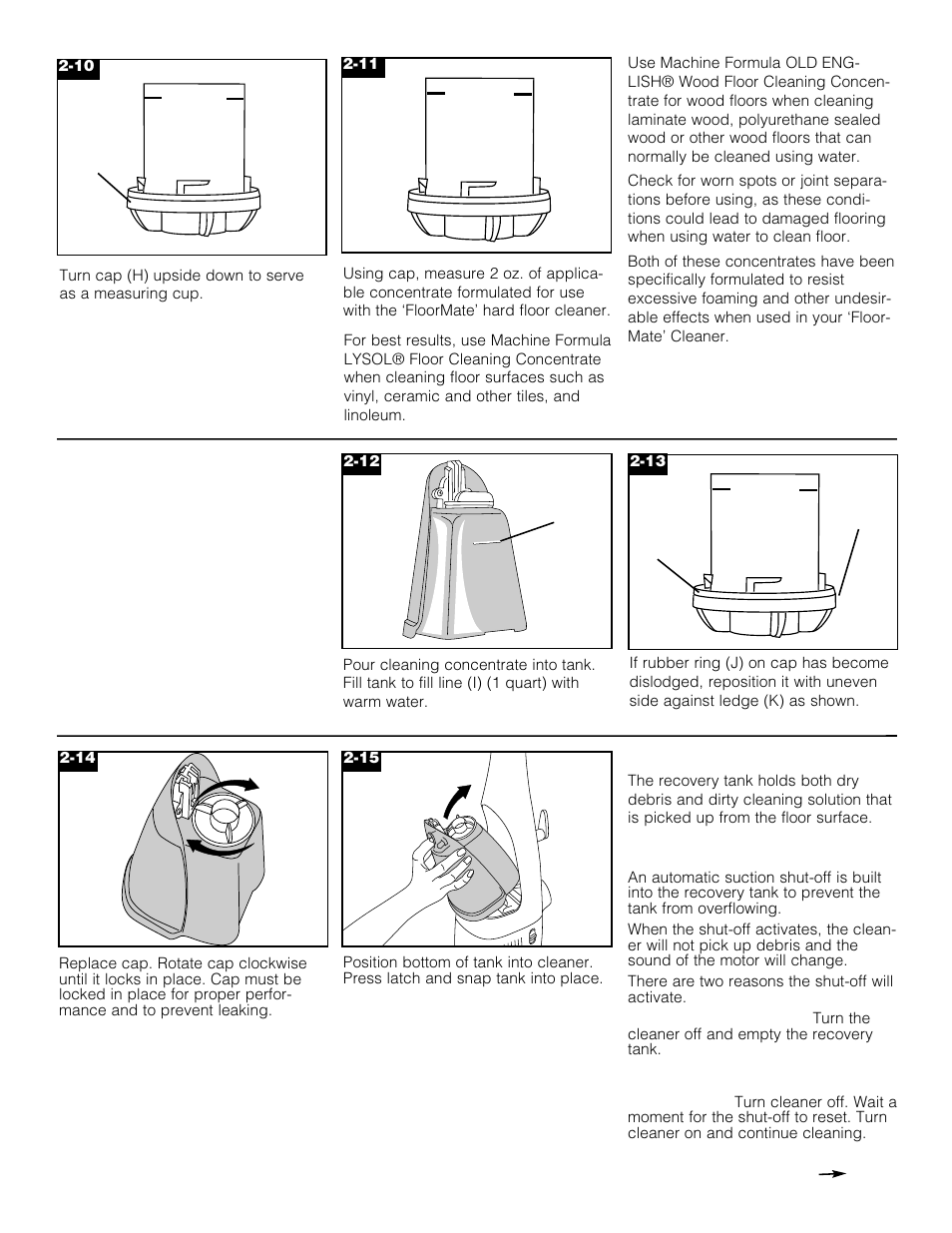 Recovery tank (lower tank), Automatic shut-off | Hoover Floormate Hard Floor Cleaner User Manual | Page 7 / 14