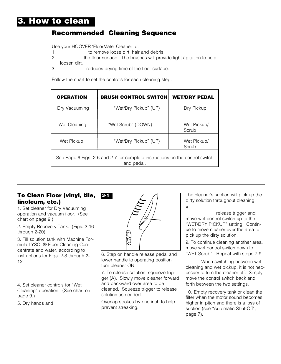 How to clean, Recommended cleaning sequence | Hoover Floormate Hard Floor Cleaner User Manual | Page 9 / 14