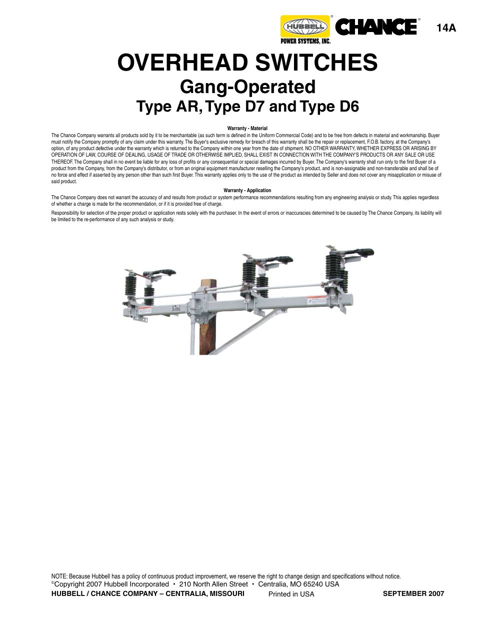 Hubbell Type D6 User Manual | 20 pages