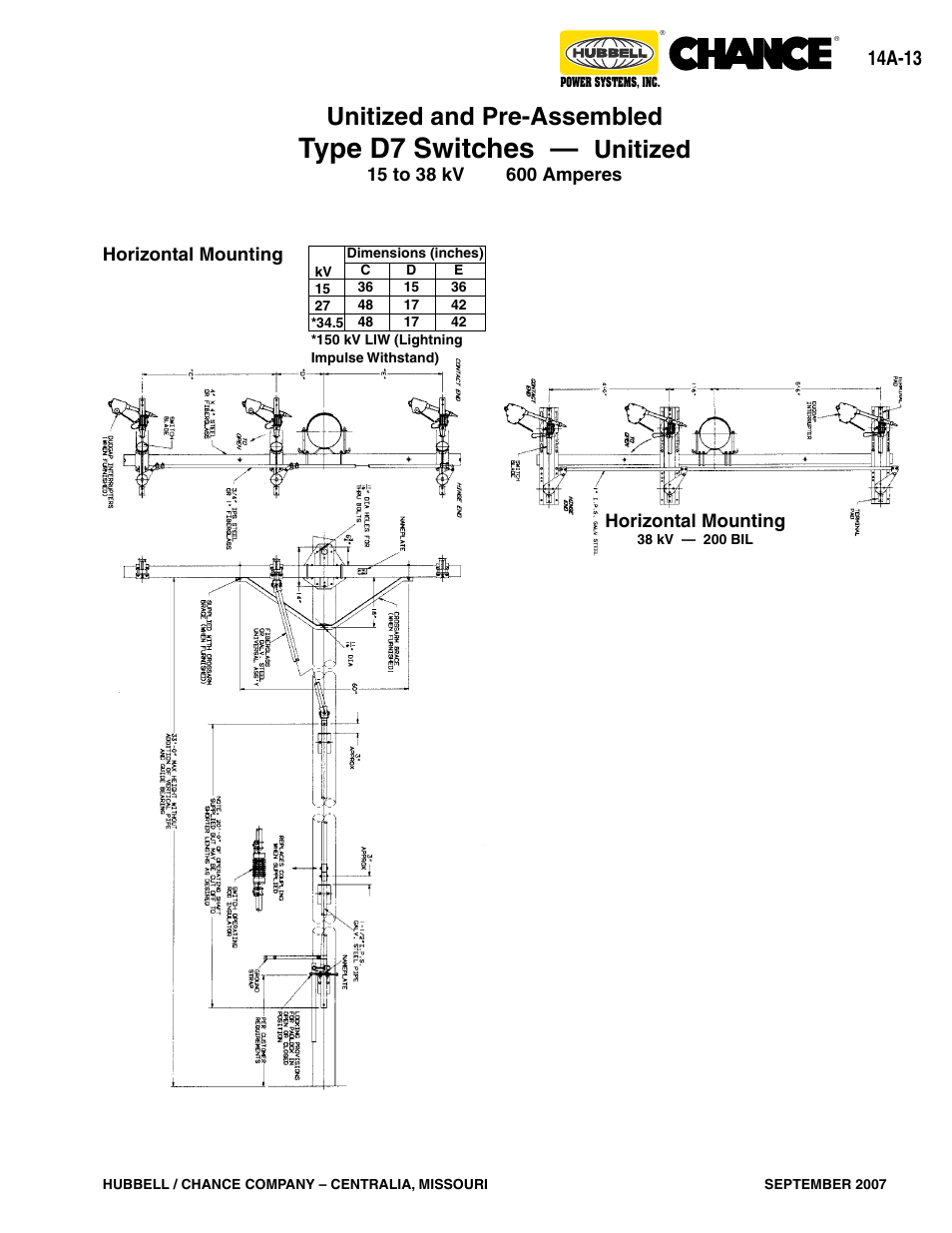 Type d7 switches, Unitized and pre-assembled, Unitized | 14a-13 | Hubbell Type D6 User Manual | Page 13 / 20