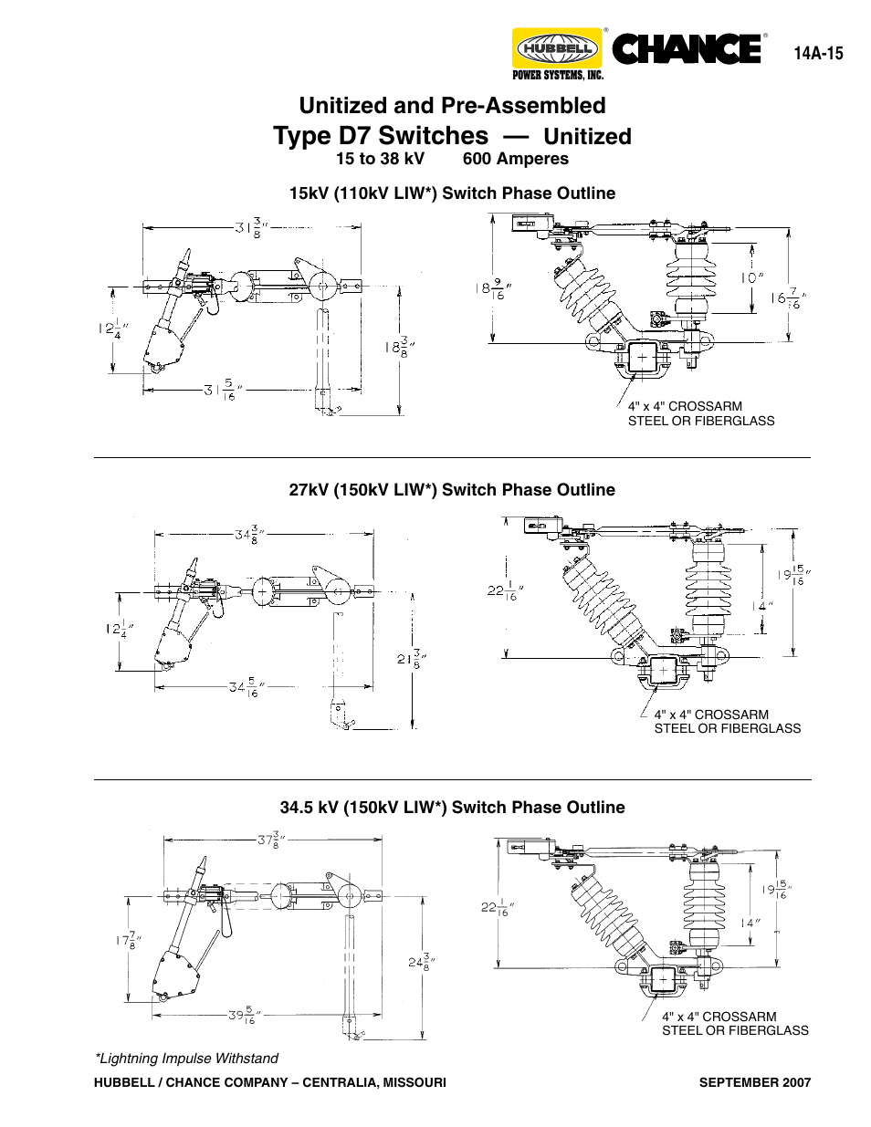 Type d7 switches, Unitized and pre-assembled, Unitized | 14a-15 | Hubbell Type D6 User Manual | Page 15 / 20