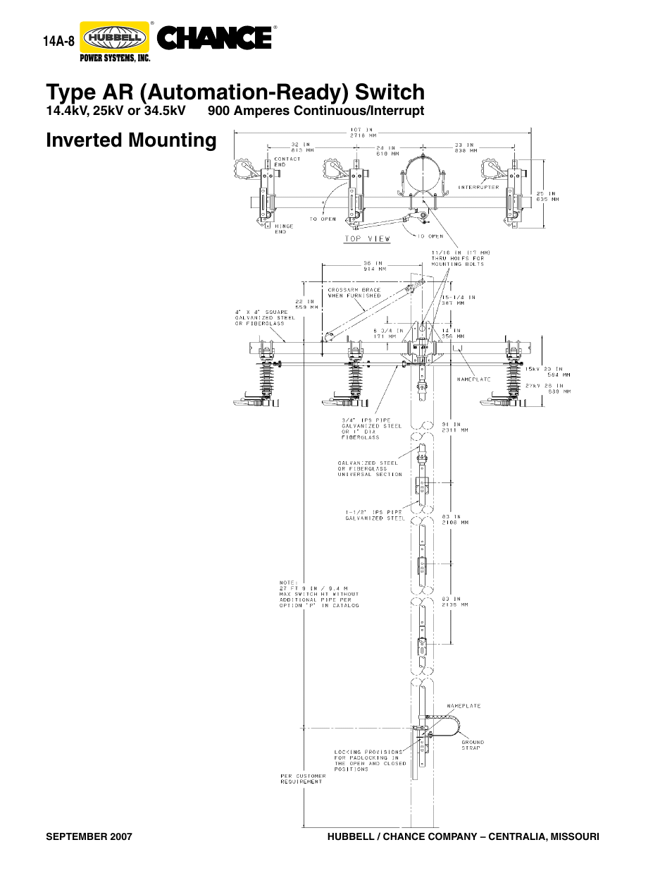 Type ar (automation-ready) switch, Inverted mounting, 14a-8 | Hubbell Type D6 User Manual | Page 8 / 20