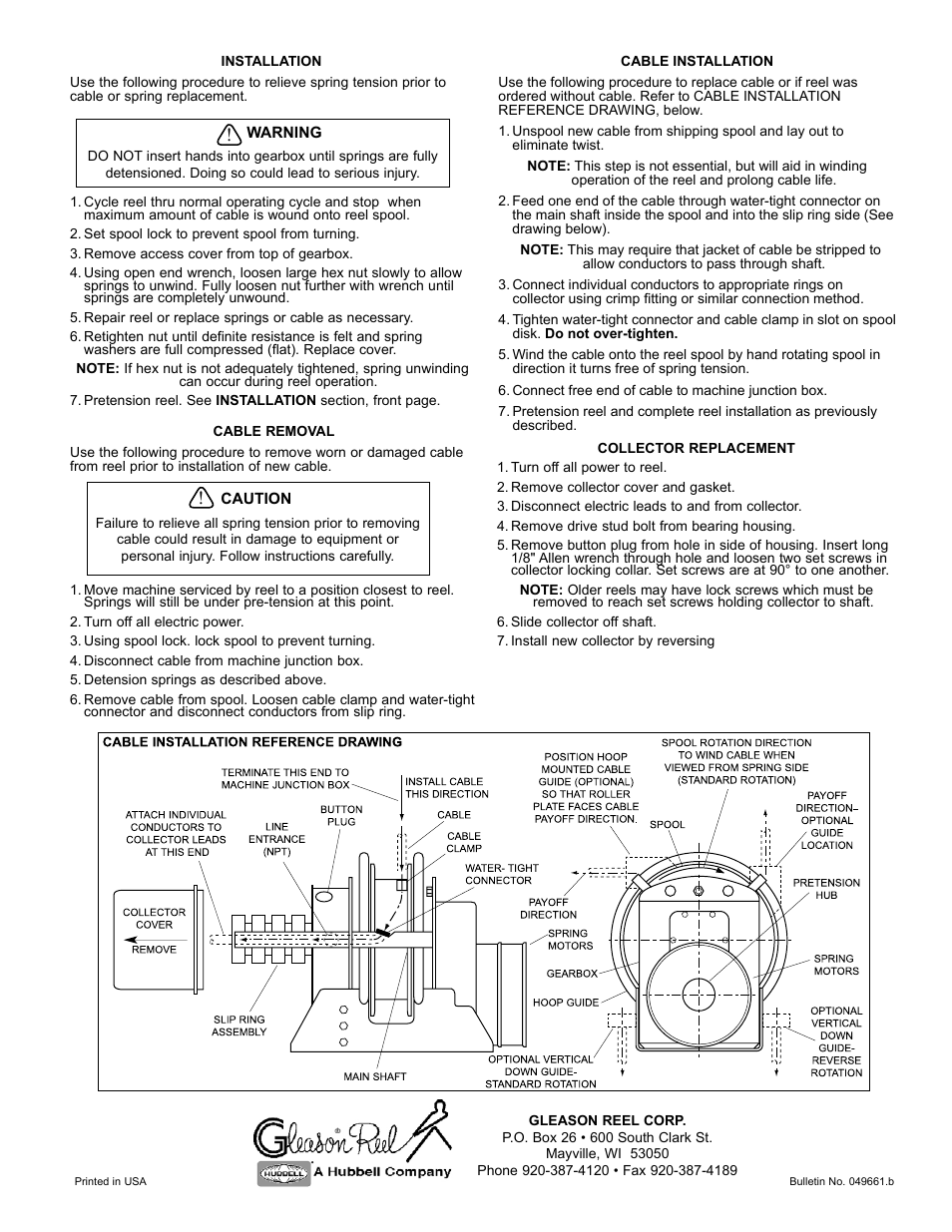 Hubbell Gear Drive Electric Cable Reels SM21 User Manual | Page 4 / 4