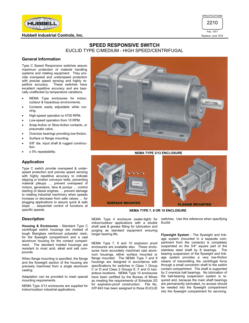 Hubbell 2210 User Manual | 2 pages