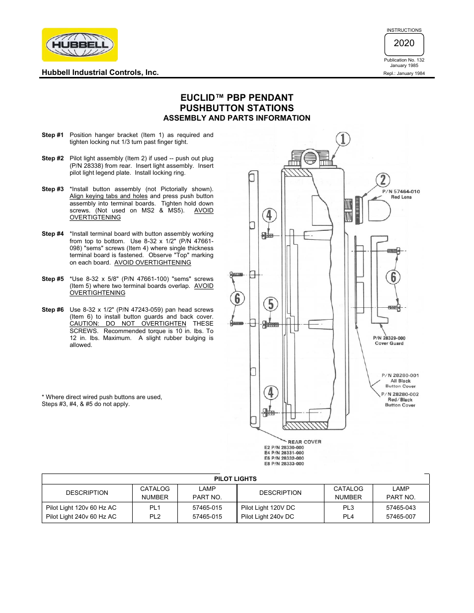 Hubbell Euclid PBP Pendant User Manual | 2 pages