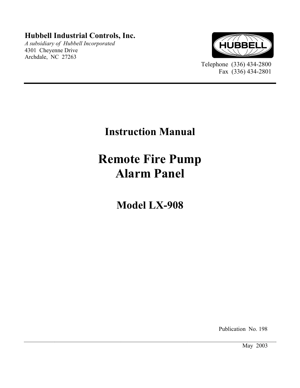 Hubbell LX908 User Manual | 2 pages