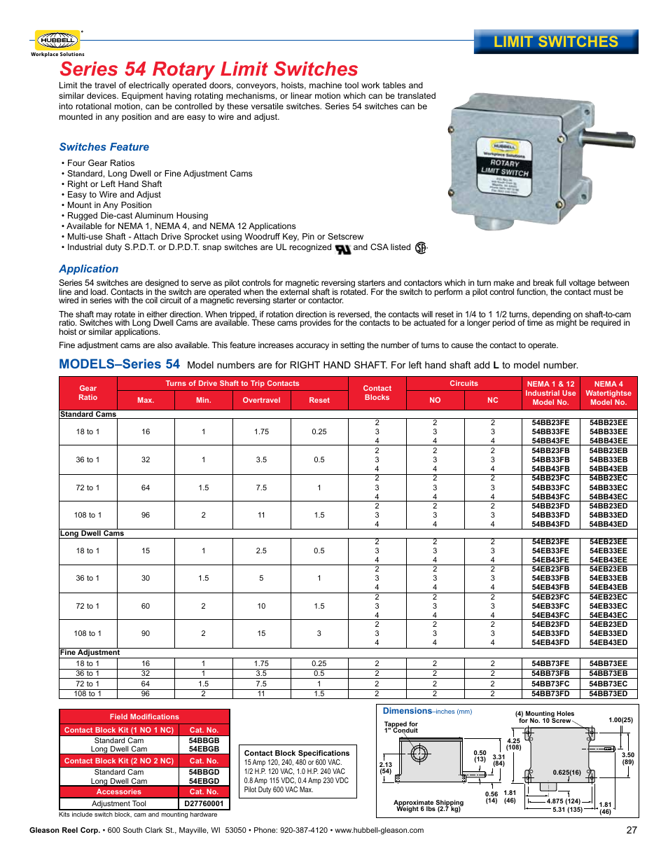 Hubbell Furnas Brand Series 54 User Manual | 1 page