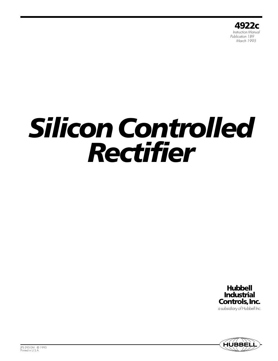 Hubbell Silicon Controlled Rectifier 4922c User Manual | 4 pages